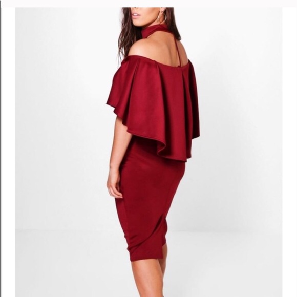 boohoo red cape dress